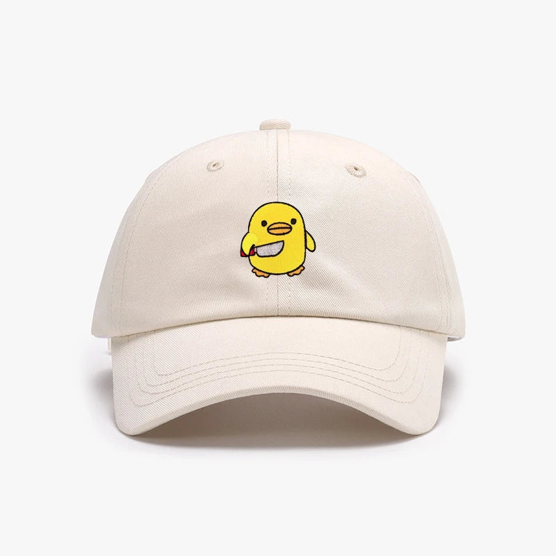 Funny Duck With Knife Baseball Cap