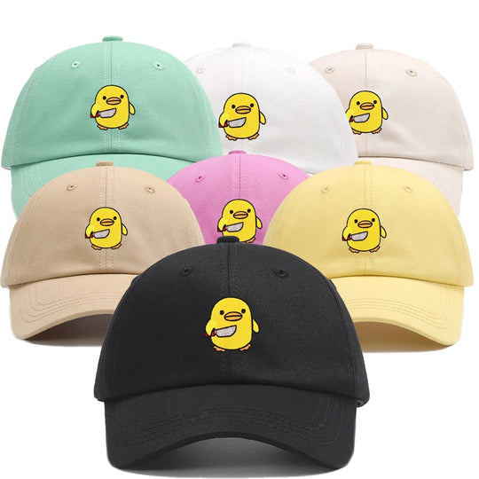 Funny Duck With Knife Baseball Cap