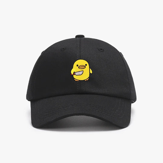 Funny Duck With Knife Baseball Cap