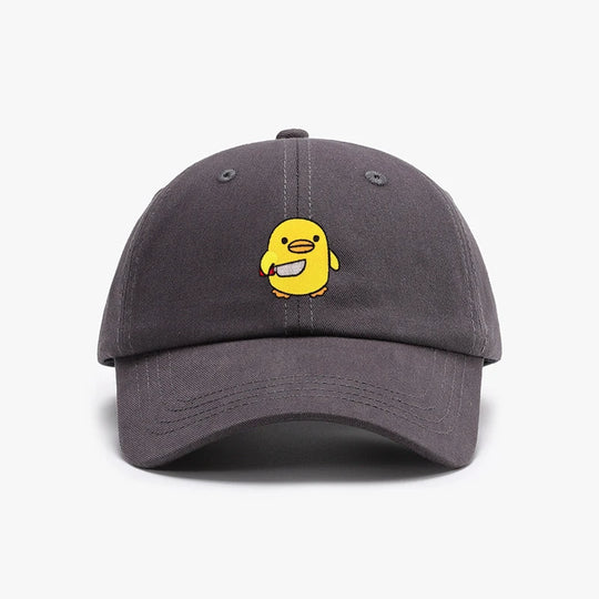 Funny Duck With Knife Baseball Cap