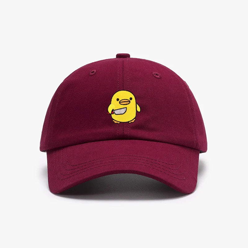 Funny Duck With Knife Baseball Cap