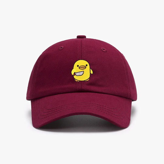 Funny Duck With Knife Baseball Cap