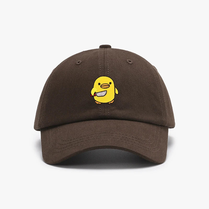 Funny Duck With Knife Baseball Cap